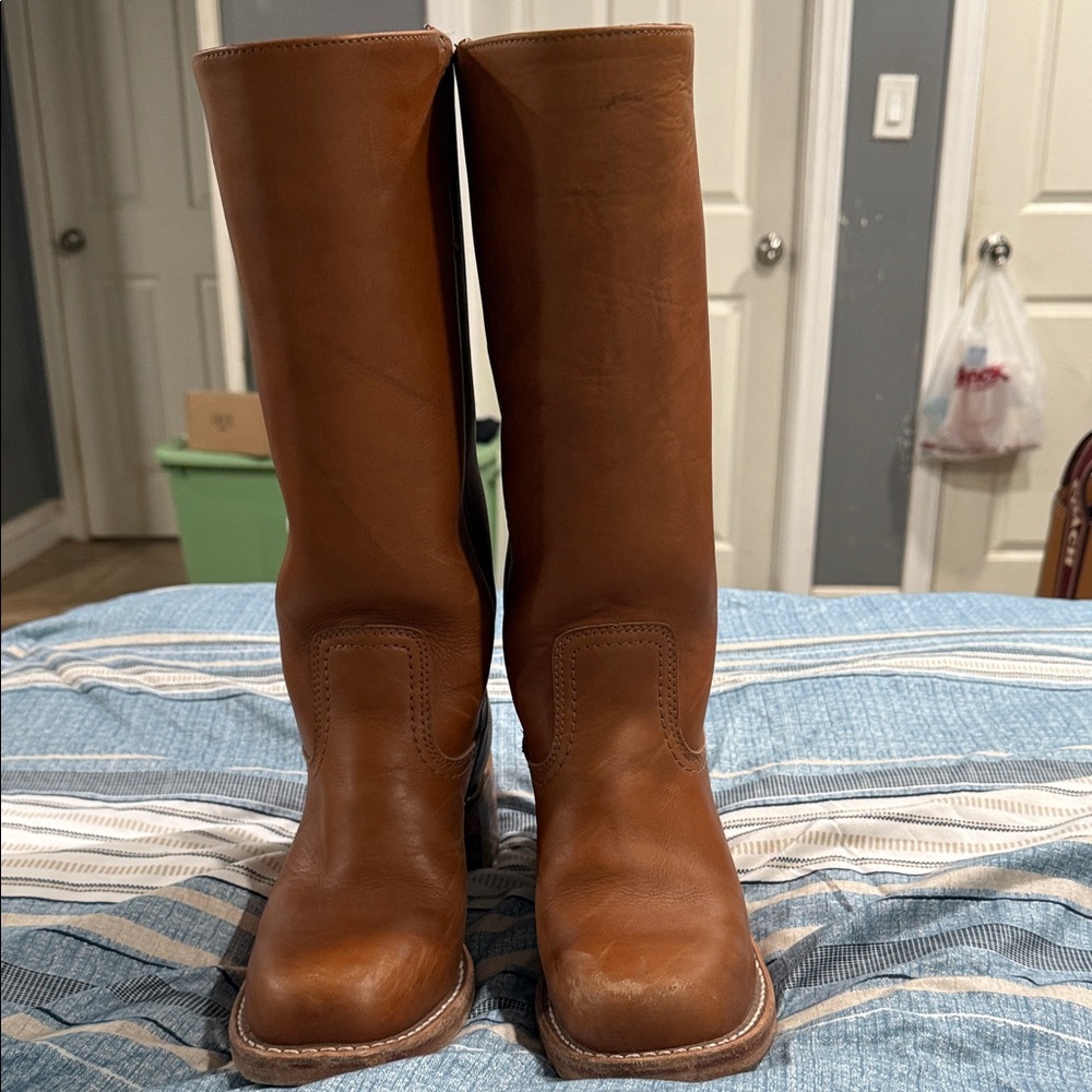 Frye Chestnut Leather Heeled Boots